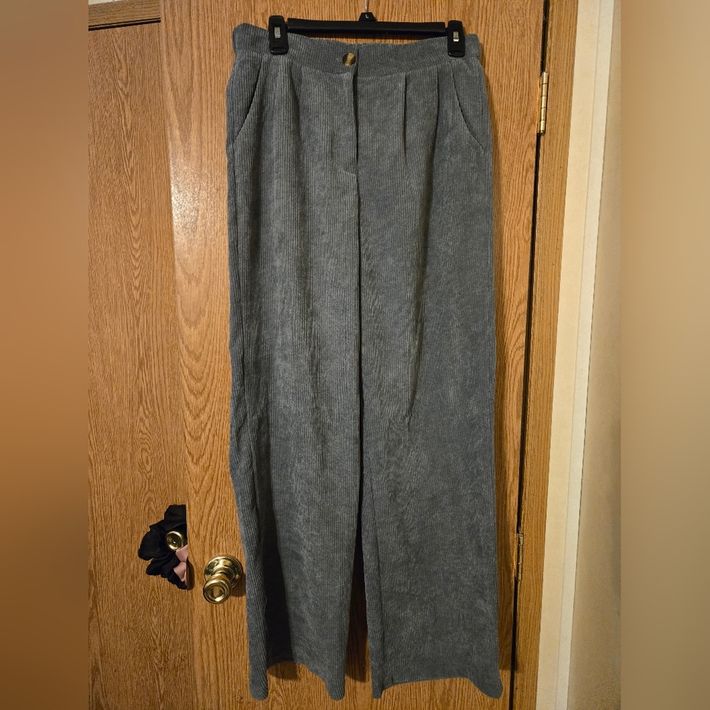 Women's Gray Corduroy Dress Pants